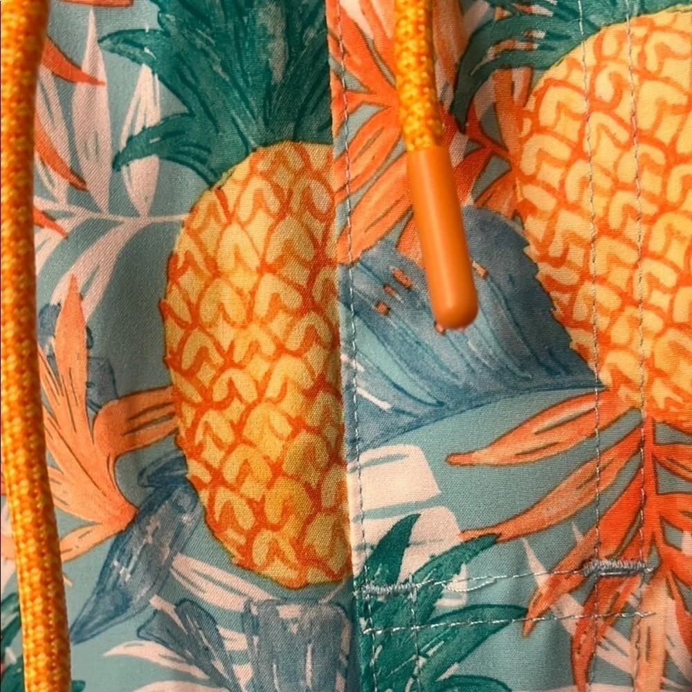 Vibrant Yellow and Green Board Shorts with Elastic Waistband
